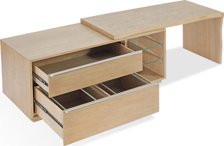 One White Oak/Glass Live Edge Executive Desk by Modus Furniture at Eve Furniture