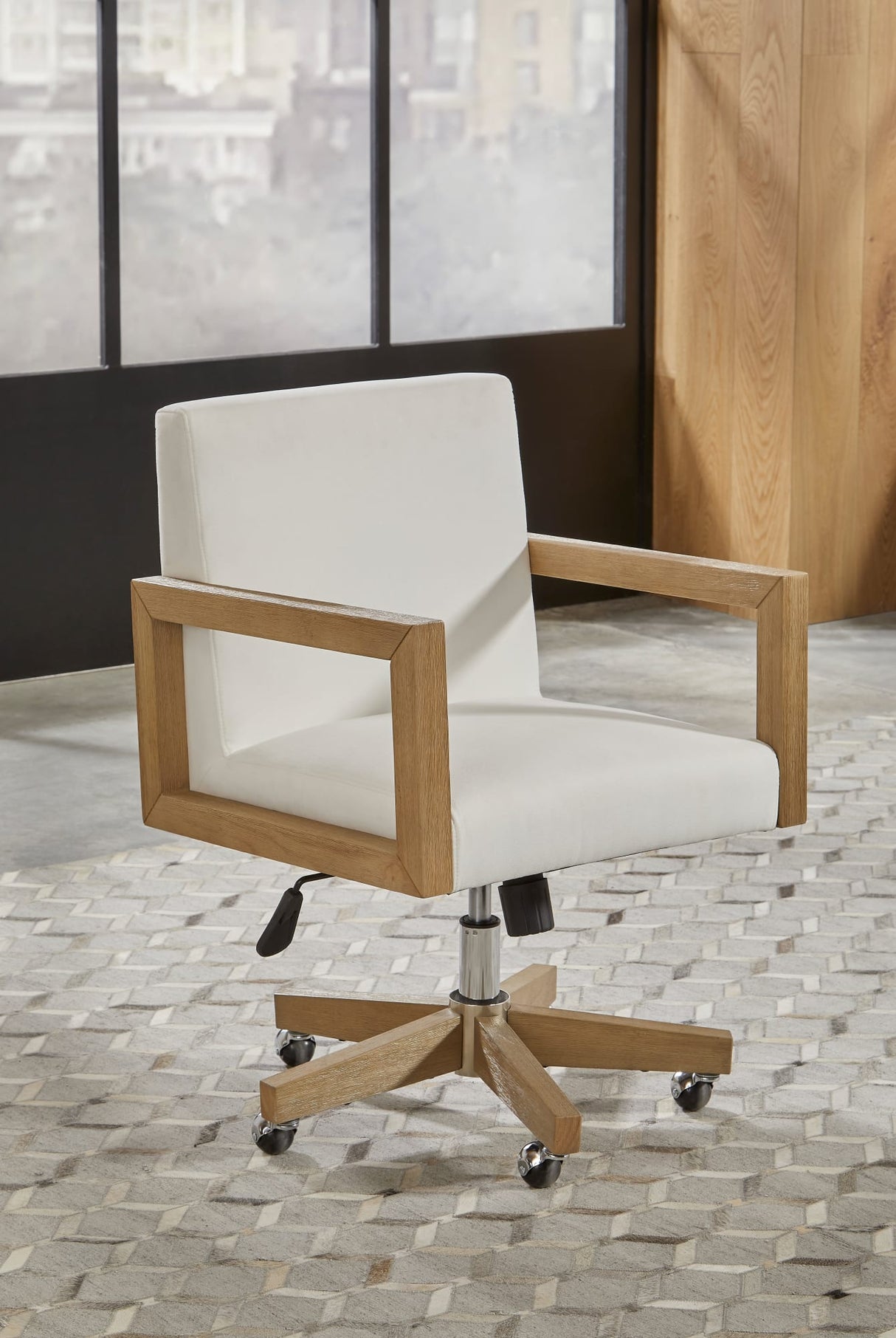 One White/Bisque Wood Frame Home Office Chair by Modus Furniture at Eve Furniture