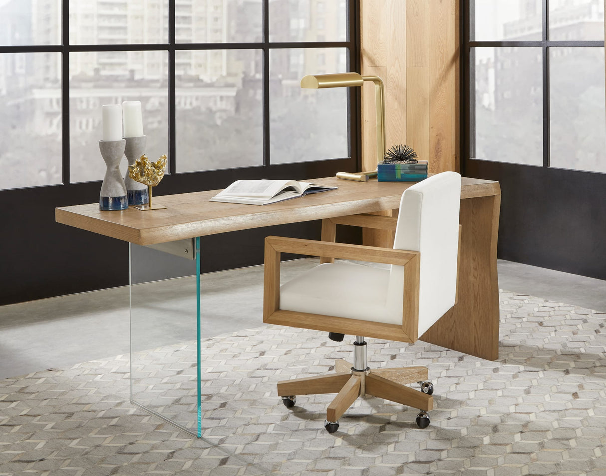 One White/Bisque Wood Frame Home Office Chair by Modus Furniture at Eve Furniture
