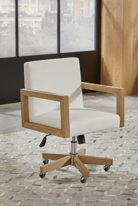 One White/Bisque Wood Frame Home Office Chair by Modus Furniture at Eve Furniture