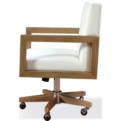 One Wood Frame Home Office Chair in Solid Wood and White Canvas by Modus Furniture at Eve Furniture