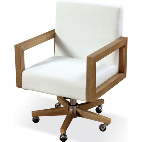 One Wood Frame Home Office Chair in Solid Wood and White Canvas by Modus Furniture at Eve Furniture