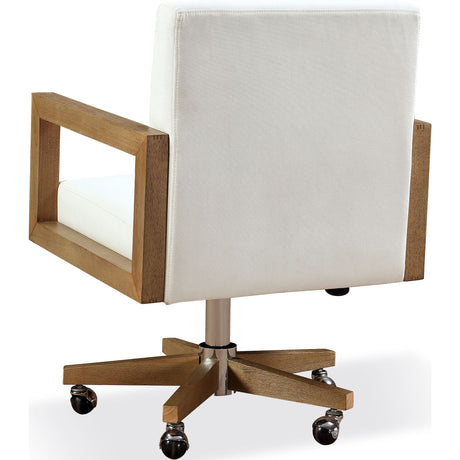 One Wood Frame Home Office Chair in Solid Wood and White Canvas by Modus Furniture at Eve Furniture