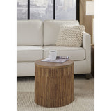 One Wood Tile Round End Table in Solid Teak by Modus Furniture at Eve Furniture