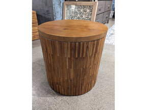 One Wood Tile Round End Table in Solid Teak by Modus Furniture at Eve Furniture