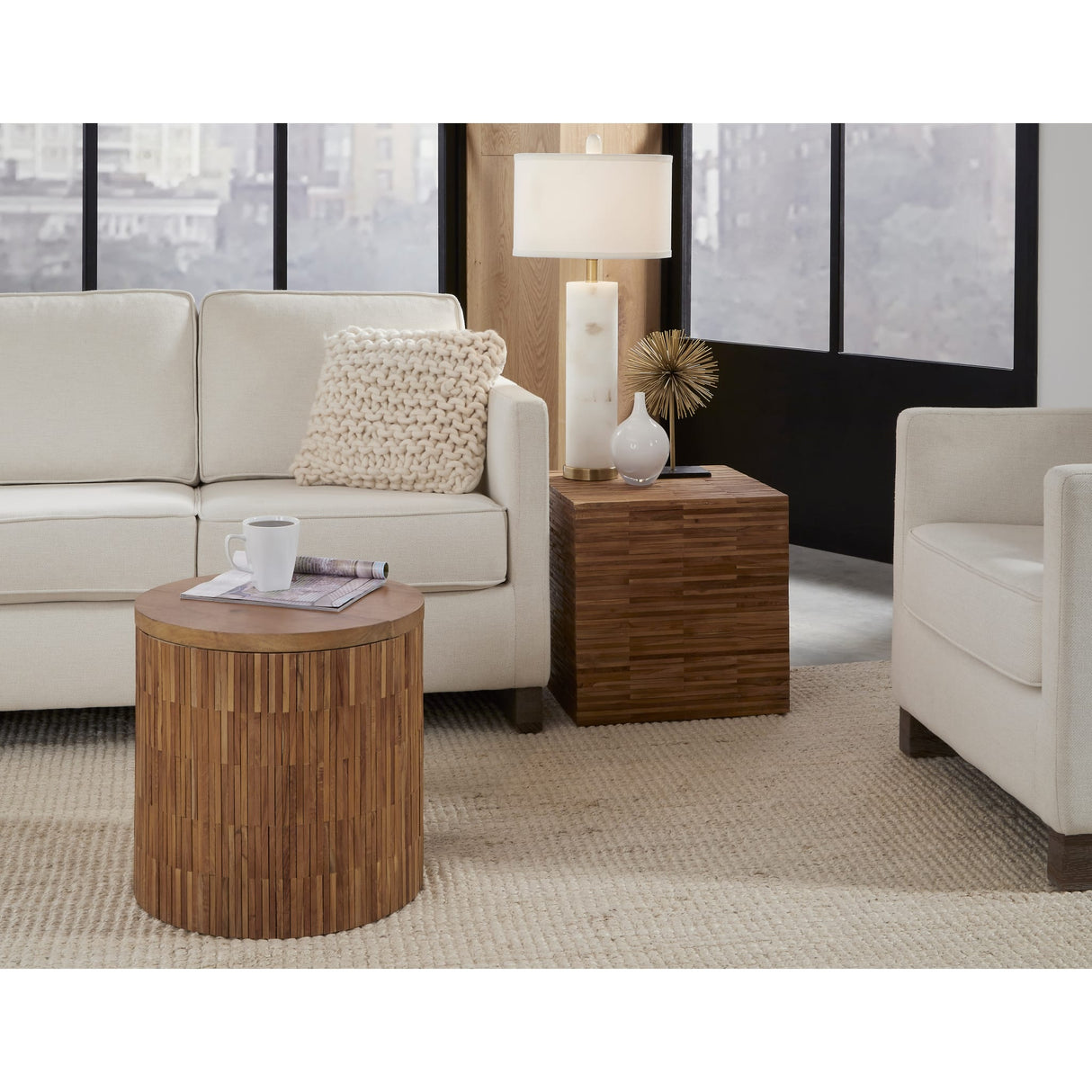 One Wood Tile Square End Table in Solid Teak by Modus Furniture at Eve Furniture