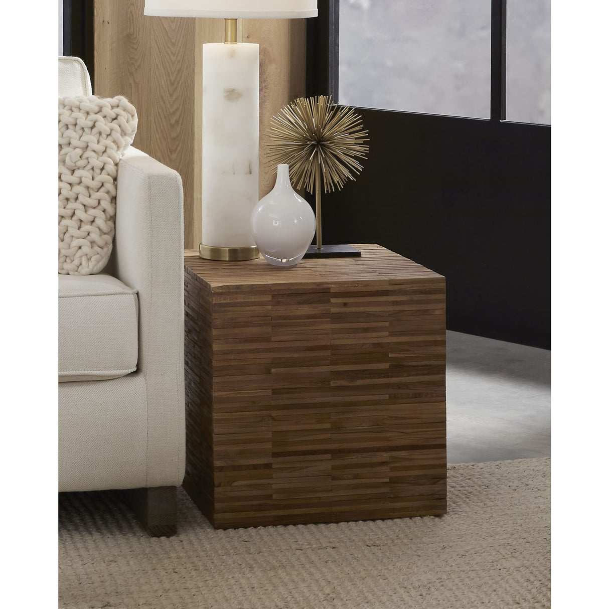 One Wood Tile Square End Table in Solid Teak by Modus Furniture at Eve Furniture