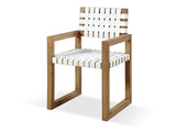One Woven Leather and Solid Wood Dining Arm Chair in White and Bisque by Modus Furniture at Eve Furniture