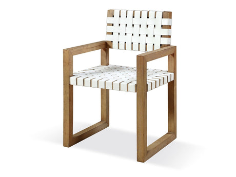 One Woven Leather and Solid Wood Dining Arm Chair in White and Bisque (Set of 2) by Modus Furniture at Eve Furniture