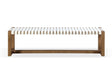 One Woven Leather and Solid Wood Dining Bench in White and Bisque by Modus Furniture at Eve Furniture