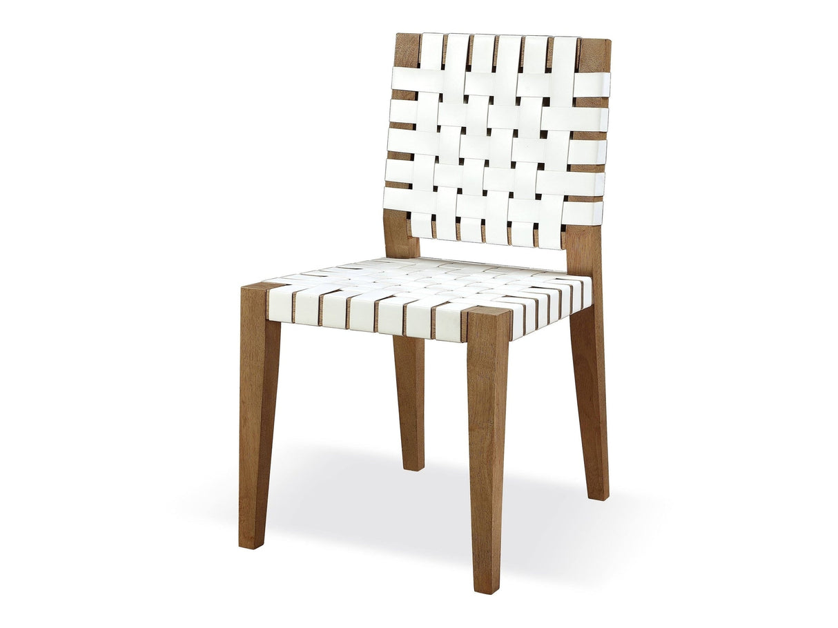One Woven Leather and Solid Wood Dining Side Chair in White and Bisque (Set of 2) by Modus Furniture at Eve Furniture