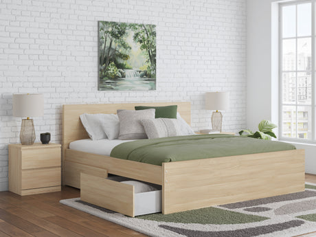 Onita Natural Storage Panel Platform Bedroom Set with 2 Drawers by Ashley at Eve Furniture