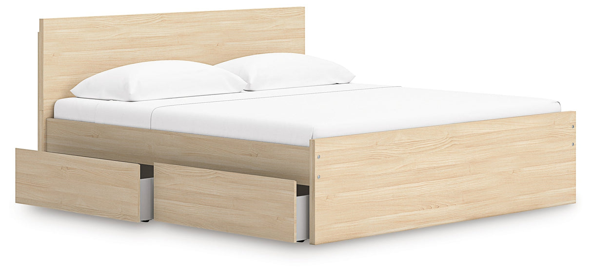 Onita Natural Storage Panel Platform Bedroom Set with 2 Drawers by Ashley at Eve Furniture