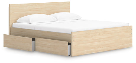 Onita Natural Storage Panel Platform Bedroom Set with 2 Drawers by Ashley at Eve Furniture