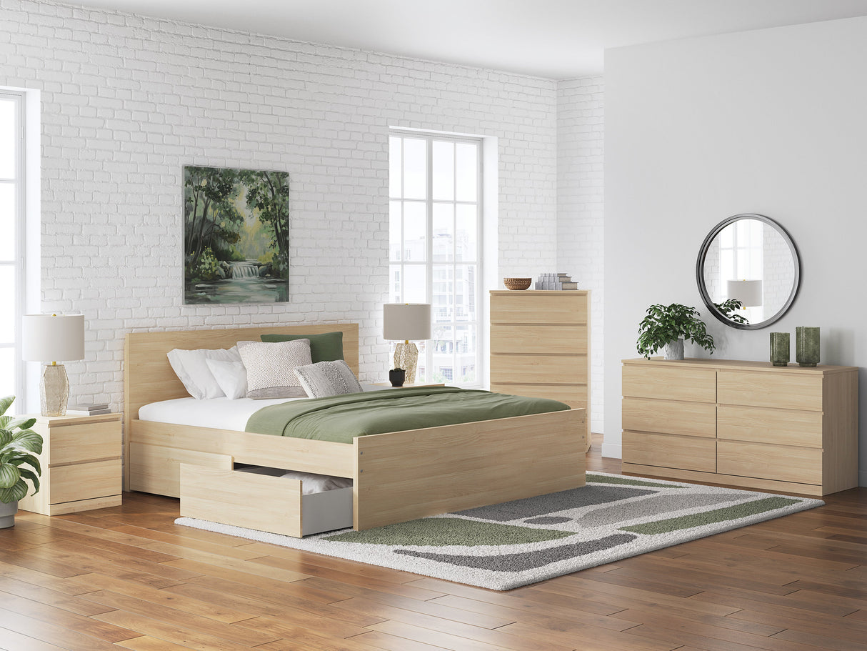 Onita Natural Storage Panel Platform Bedroom Set with 2 Drawers by Ashley at Eve Furniture