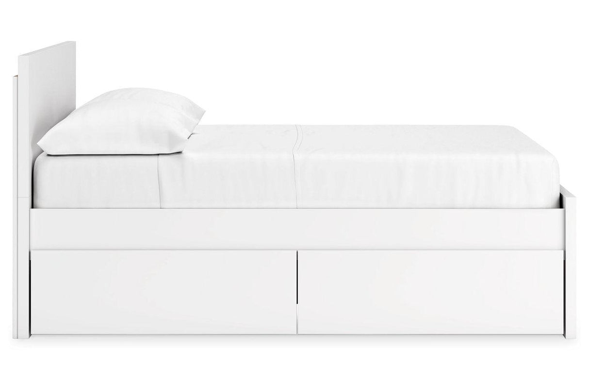 Onita White Full Panel Platform Bed with 1 Side Storage by Ashley at Eve Furniture