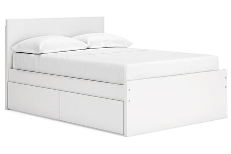 Onita White Full Panel Platform Bed with 1 Side Storage by Ashley at Eve Furniture
