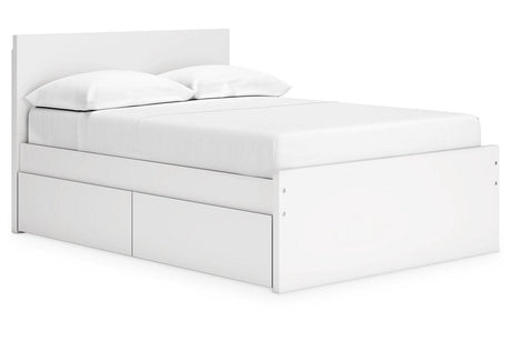 Onita White Full Panel Platform Bed with 2 Side Storage by Ashley at Eve Furniture
