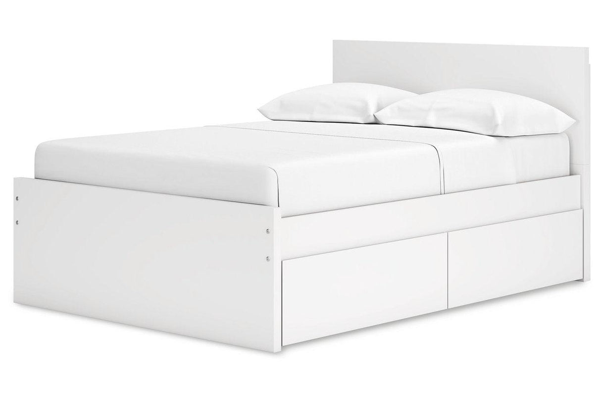 Onita White Full Panel Platform Bed with 2 Side Storage by Ashley at Eve Furniture
