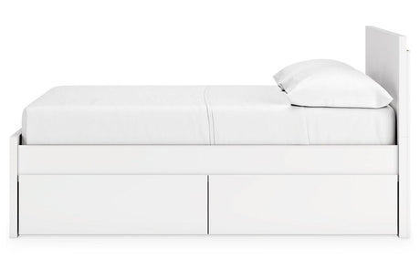Onita White Full Panel Platform Bed with 2 Side Storage by Ashley at Eve Furniture
