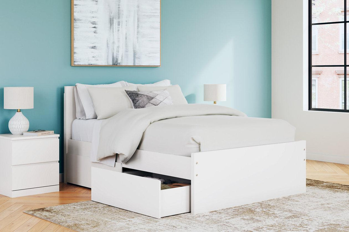 Onita White Full Panel Platform Bed with 2 Side Storage by Ashley at Eve Furniture