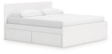 Onita White King Panel Platform Bed with 2 Side Storage by Ashley at Eve Furniture