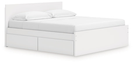 Onita White King Panel Platform Bed with 2 Side Storage by Ashley at Eve Furniture