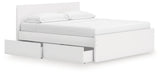 Onita White King Panel Platform Bed with 2 Side Storage by Ashley at Eve Furniture