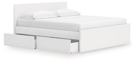 Onita White King Panel Platform Bed with 2 Side Storage by Ashley at Eve Furniture