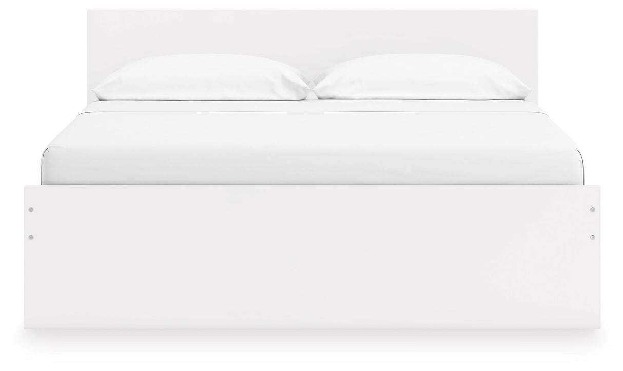 Onita White King Panel Platform Bed with 2 Side Storage by Ashley at Eve Furniture