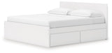 Onita White King Panel Platform Bed with 2 Side Storage by Ashley at Eve Furniture