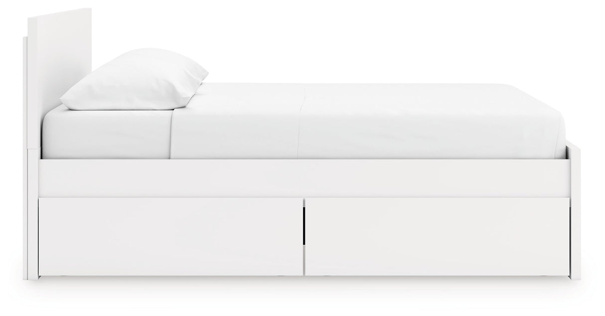Onita White King Panel Platform Bed with 2 Side Storage by Ashley at Eve Furniture