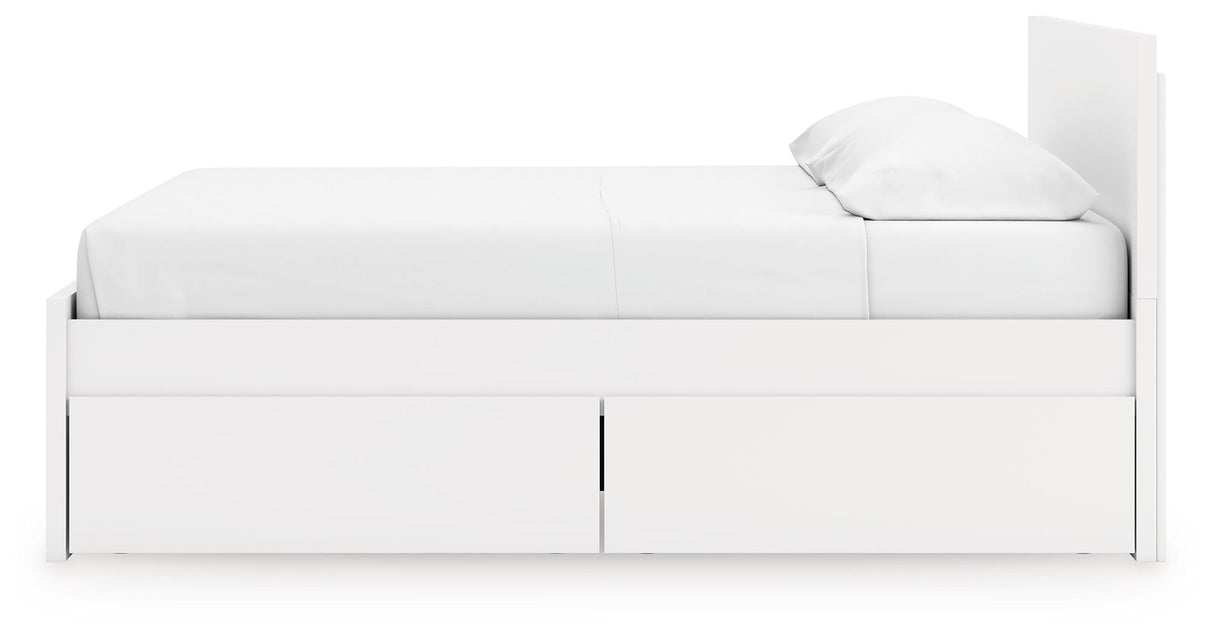 Onita White King Panel Platform Bed with 2 Side Storage by Ashley at Eve Furniture