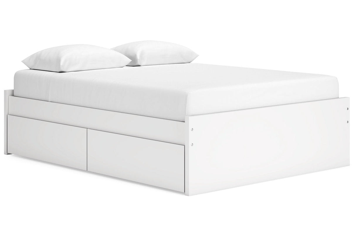 Onita White Queen Storage Platform Base Bed with 4 Drawers by Ashley at Eve Furniture