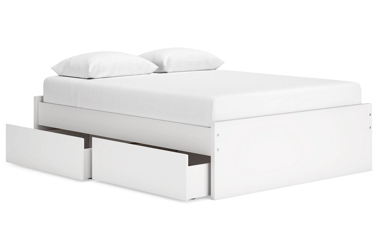 Onita White Queen Storage Platform Base Bed with 4 Drawers by Ashley at Eve Furniture
