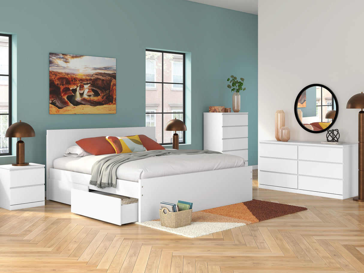 Onita White Storage Panel Platform Bedroom Set with 2 Drawers by Ashley at Eve Furniture