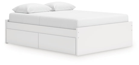 Onita White Storage Platform Bedroom Set with 2 Drawers by Ashley at Eve Furniture
