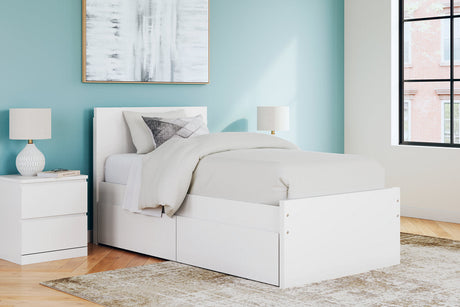 Onita White Twin Storage Platform Bed with 4 Drawers by Ashley at Eve Furniture