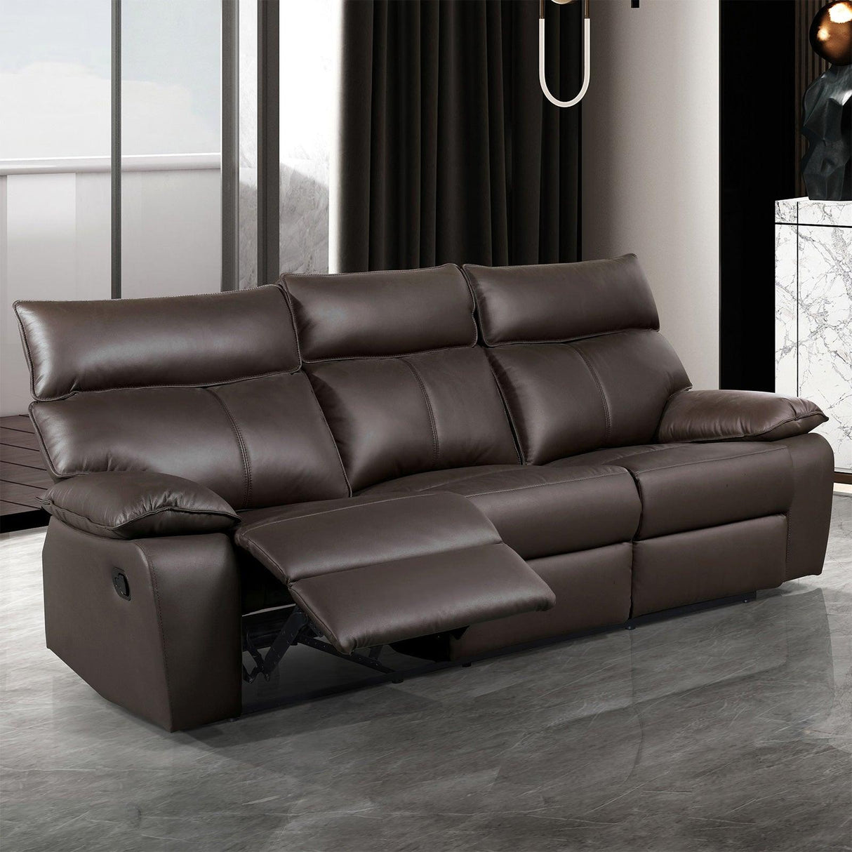 Onoria Brown Manual Recline Sofa by Furniture of America at Eve Furniture