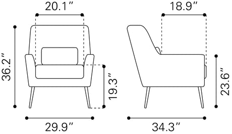 Ontario Vintage Brown Accent Chair by Zuomod at Eve Furniture