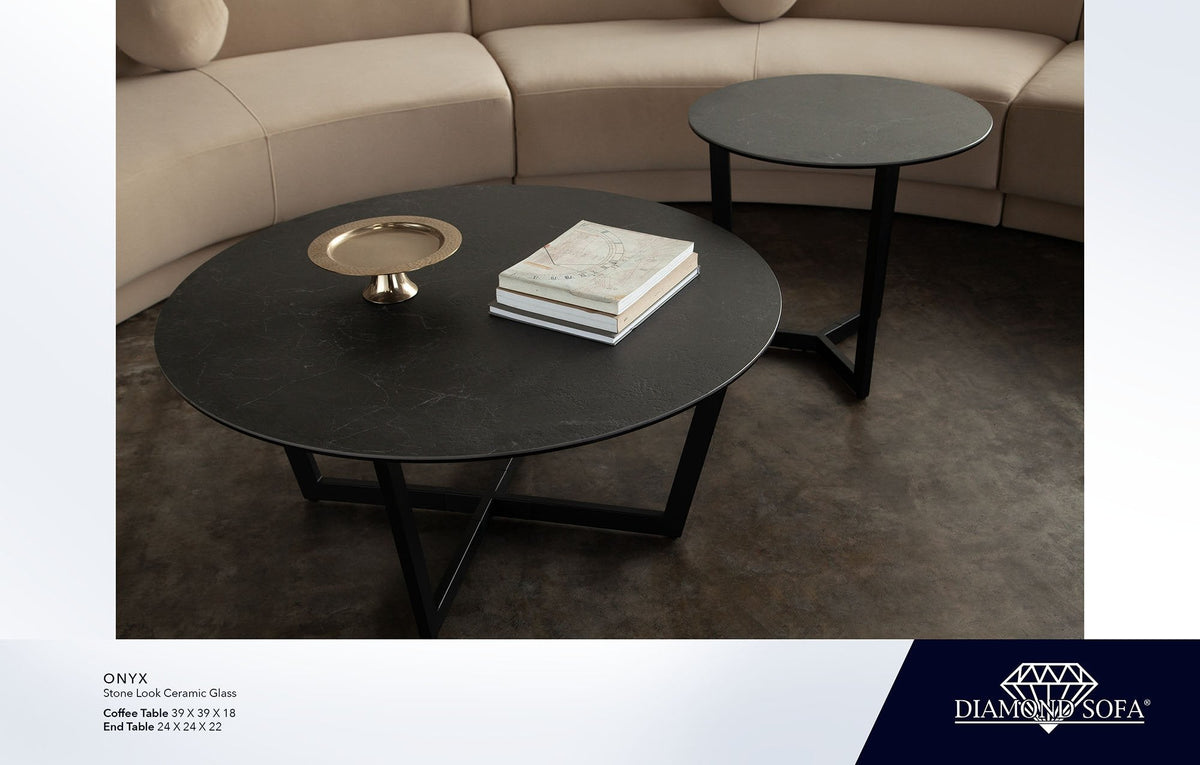 Onyx Black Ceramic Glass Coffee Table by Diamond Sofa at Eve Furniture
