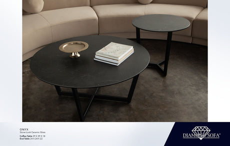 Onyx Black Ceramic Glass Coffee Table by Diamond Sofa at Eve Furniture