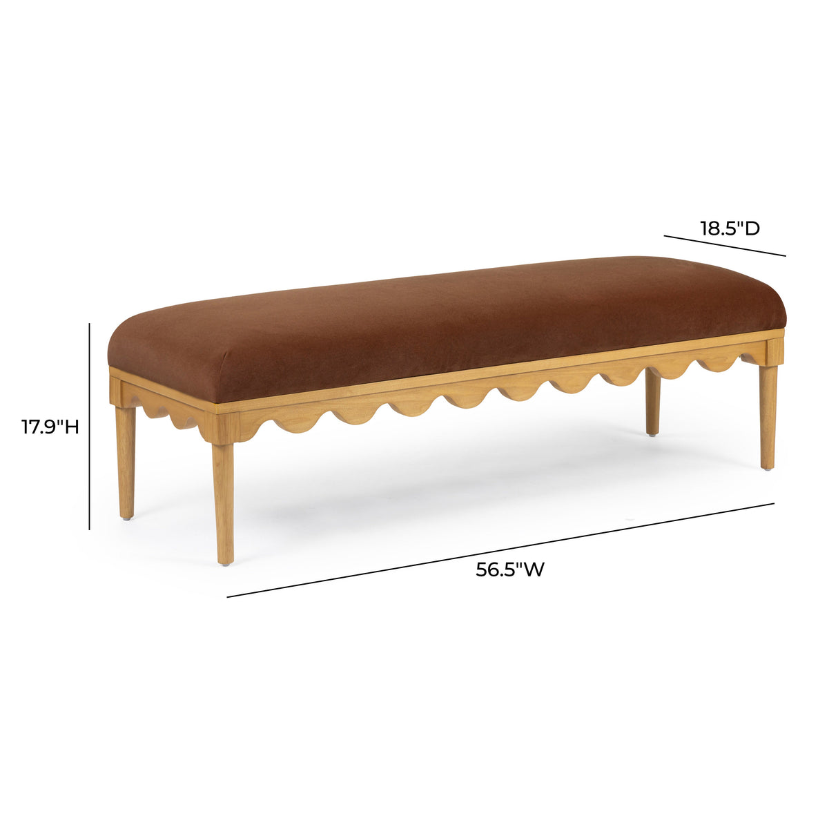 Oodle 56.5" Vegan Mohair Bench by TOV Furniture at Eve Furniture