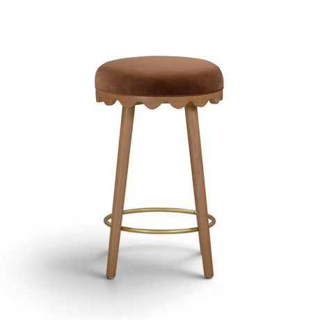 Oodle Bronze Performance Vegan Mohair Light Walnut Counter Stool by TOV Furniture at Eve Furniture