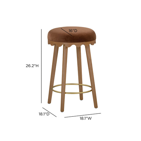 Oodle Bronze Performance Vegan Mohair Light Walnut Counter Stool by TOV Furniture at Eve Furniture
