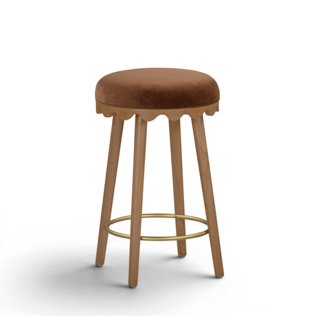 Oodle Bronze Performance Vegan Mohair Light Walnut Counter Stool by TOV Furniture at Eve Furniture