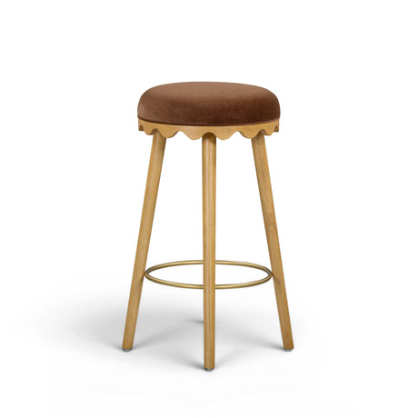 Oodle Bronze Performance Vegan Mohair Natural Bar Stool by TOV Furniture at Eve Furniture