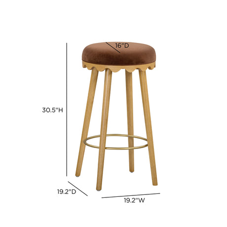 Oodle Bronze Performance Vegan Mohair Natural Bar Stool by TOV Furniture at Eve Furniture