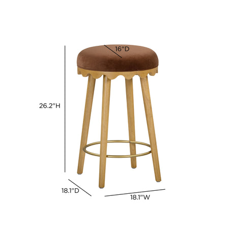 Oodle Bronze Performance Vegan Mohair Natural Counter Stool by TOV Furniture at Eve Furniture