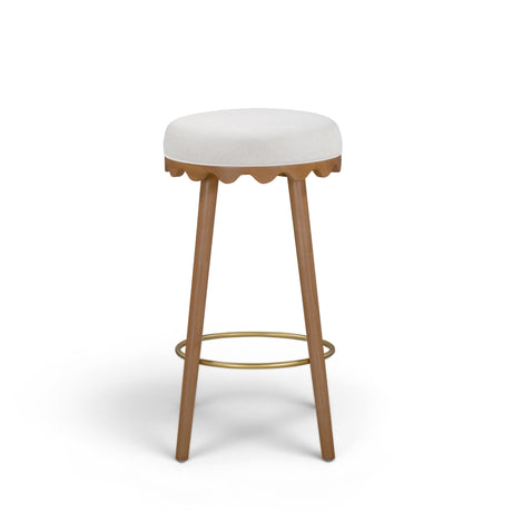 Oodle Cream Performance Vegan Mohair Light Walnut Bar Stool by TOV Furniture at Eve Furniture